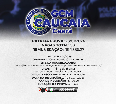 Como funciona o concurso para GCM Caucaia CE