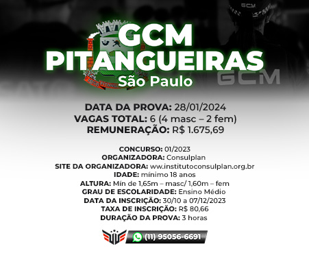 Como funciona o concurso para GCM de Pitangueiras SP