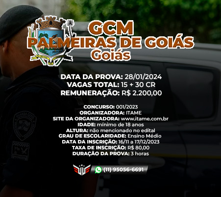 Como funciona o concurso para GCM de Palmeiras de Goiás - GO - Curso Palestra Gratuita