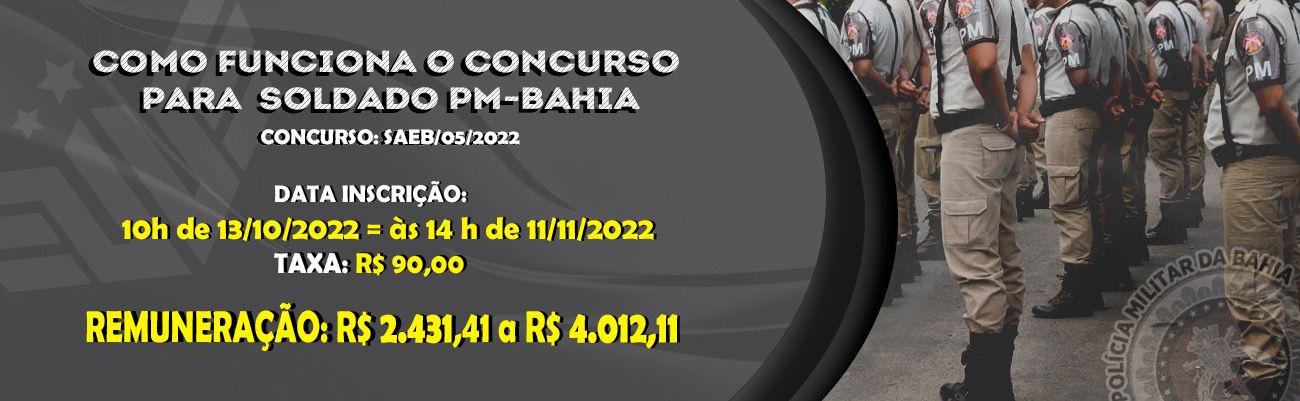 Concurso para PM: Bahia abre Concurso para Soldado e Oficial