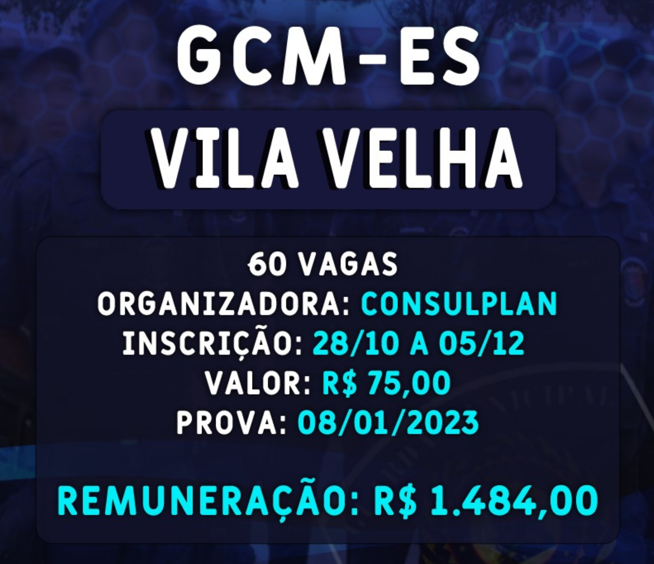 GCM Vila Velha (ES) abre Concurso Público para 60 vagas