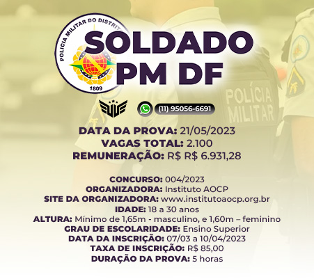 Novo concurso soldado pm Distrito federal