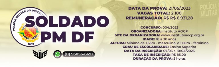 Novo concurso soldado pm df