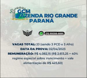 Concurso gcm fazenda rio grande