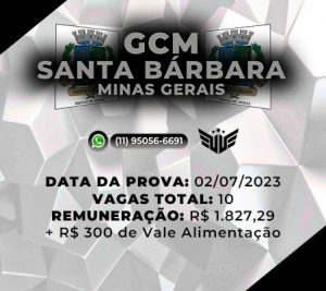 concurso guarda municipal Santa Bárbara MG