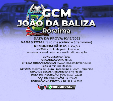 Como funciona o concurso para GCM de São João da Baliza Roraima