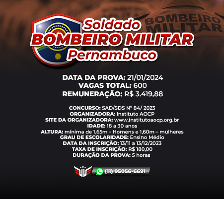 Como funciona o concurso para Soldado Bombeiro Militar do Pernambuco