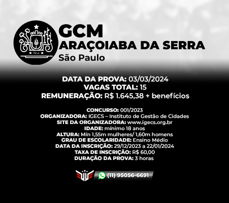 Como funciona o concurso para GCM Araçoiaba da Serra - SP Curso Palestra Gratuita